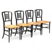 E W Godwin for William Watt. A set of four Anglo-Japanese rush seat chairs - Thumbnail 1