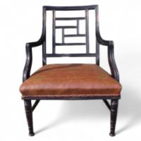 E W Godwin for William Watt. An Anglo-Japanese ebonised arm chair - Thumbnail 1