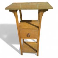 E W Godwin for William Watt. A rare and important Anglo-Japanese golden oak sidetable - Thumbnail 1