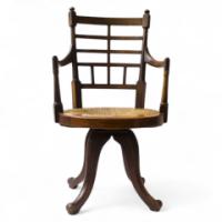 E W Godwin for William Watt. A Jacobean or Old English office swivel armchair - Thumbnail 1