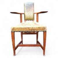 George Walton. A rare Glasgow School oak and leather 'Abingdon' armchair - Thumbnail 1