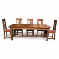 John Ednie. A rare Glasgow School oak refectory table for the Printing Works in Darnley St Glasgow - Thumbnail 1