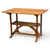 A Cotswold School Arts and Crafts two tier walnut craftsman made side table - Thumbnail 1