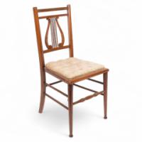 Aesthetic Movement – Walnut Lyre Back Chair with Button Seat (c.1890)
