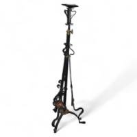 A Stylish Decorative Wrought Iron Adjustable Floor Standing Candelabra