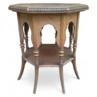 Liberty and Co (attributed). A rare Anglo-Moorish eight leg Octagonal sidetable in the style of E W Godwin - Thumbnail 1