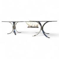 Knut Hesterberg, Attributed – Pair of Heavy-Gauge Chrome and Glass Side Tables