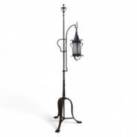 An Arts and Crafts adjustable iron standard lamp - Thumbnail 1