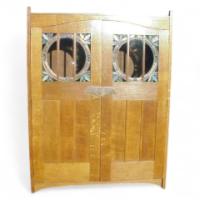 George Walton. An Arts and Crafts Glasgow School oak double wardrobe - Thumbnail 1