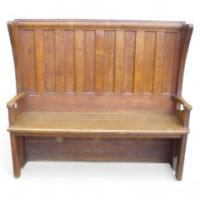 George Walton. A rare and important Arts and Crafts Glasgow School oak settle - Thumbnail 1