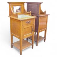 A rare pair of oak bedside cupboards in the Glasgow Style - Thumbnail 1