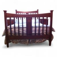 Wylie and Lochhead. A top quality Glasgow School Arts and Crafts oak bedroom pair with 3/4 wardrobe and 4' 6" double bed. - Thumbnail 1