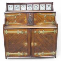 John Pollard Seddon (manner). A Reformed Gothic oak side cabinet - Thumbnail 1