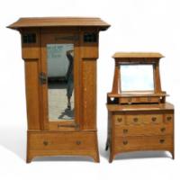 Harris Lebus. An Arts and Crafts oak bedroom pair - Thumbnail 1