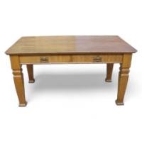 A Good Quality Robust Arts & Crafts Oak Two-Drawer Desk - Thumbnail 1