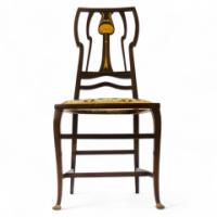 Liberty and Co. An Arts Crafts inlaid mahogany side chair. - Thumbnail 1