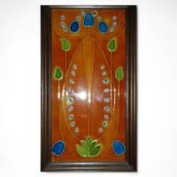 British Art Nouveau c.1900 Tube-Lined Tile with Stylised Floral Design