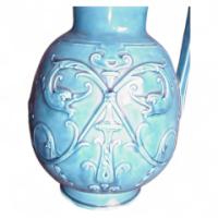 French Art Nouveau Blue Glazed Ceramic Water Jug c.1900 - Thumbnail 2