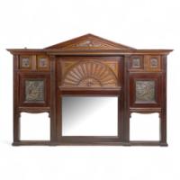 Aesthetic Movement Carved Walnut Mirror by J Smithey