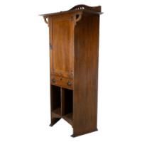 Arts and Crafts Oak Cabinet by Shapland & Petter with Fretwork Pediment - Thumbnail 3
