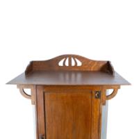 Arts and Crafts Oak Cabinet by Shapland & Petter with Fretwork Pediment - Thumbnail 6