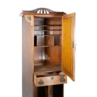 Arts and Crafts Oak Cabinet by Shapland & Petter with Fretwork Pediment - Thumbnail 13