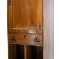Arts and Crafts Oak Cabinet by Shapland & Petter with Fretwork Pediment - Thumbnail 9