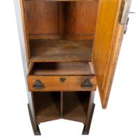 Arts and Crafts Oak Cabinet by Shapland & Petter with Fretwork Pediment - Thumbnail 10