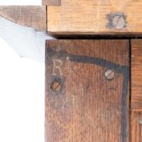 Arts and Crafts Oak Cabinet by Shapland & Petter with Fretwork Pediment - Thumbnail 17