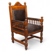 Bruce Talbert for Gillow and Co., attributed – Gothic Revival Oak Armchair - Thumbnail 1