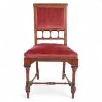 Attributed to Charles Bevan. Gothic Revival Side Chair with Scroll Carvings - Thumbnail 2