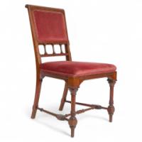 Attributed to Charles Bevan. Gothic Revival Side Chair with Scroll Carvings