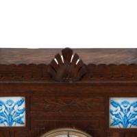Aesthetic Movement Oak Mantle Clock by Howell & James with Blue Tile Insets - Thumbnail 11