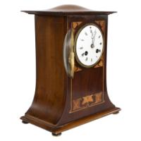 Arts and Crafts Mahogany Mantle Clock with Floral Inlay by Liberty & Co. - Thumbnail 6