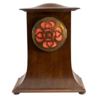 Arts and Crafts Mahogany Mantle Clock with Floral Inlay by Liberty & Co. - Thumbnail 9