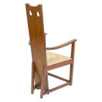 M. H. Baillie Scott, attributed. Three Arts and Crafts High-back oak armchairs - Thumbnail 8