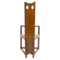 M. H. Baillie Scott, attributed. Three Arts and Crafts High-back oak armchairs - Thumbnail 9