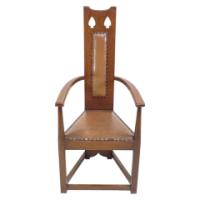 M. H. Baillie Scott, attributed. Three Arts and Crafts High-back oak armchairs - Thumbnail 20