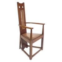 M. H. Baillie Scott, attributed. Three Arts and Crafts High-back oak armchairs - Thumbnail 28