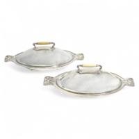Guild of Handicraft, attributed. Pair of silver-plated vegetable dishes by C. R. Ashbee