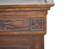 Arts and Crafts Oak Wall Cabinet with Carved Floral Decoration - Thumbnail 6