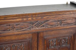 Arts and Crafts Oak Wall Cabinet with Carved Floral Decoration - Thumbnail 2