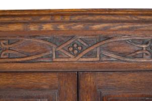 Arts and Crafts Oak Wall Cabinet with Carved Floral Decoration - Thumbnail 7