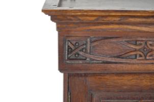 Arts and Crafts Oak Wall Cabinet with Carved Floral Decoration - Thumbnail 8