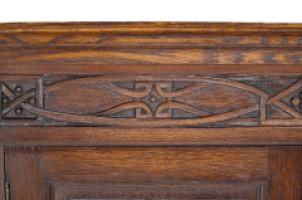 Arts and Crafts Oak Wall Cabinet with Carved Floral Decoration - Thumbnail 9