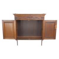 Arts and Crafts Oak Wall Cabinet with Carved Floral Decoration - Thumbnail 14