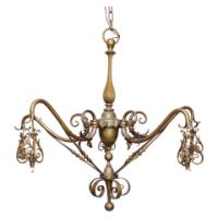 General Electric Company. Arts and Crafts Brass Five-Arm Chandelier - Thumbnail 2