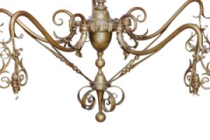 General Electric Company. Arts and Crafts Brass Five-Arm Chandelier - Thumbnail 5