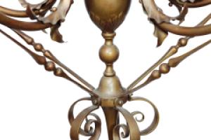 General Electric Company. Arts and Crafts Brass Five-Arm Chandelier - Thumbnail 14