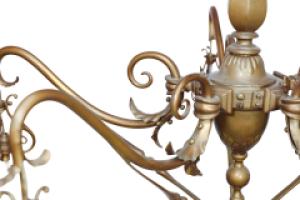 General Electric Company. Arts and Crafts Brass Five-Arm Chandelier - Thumbnail 10